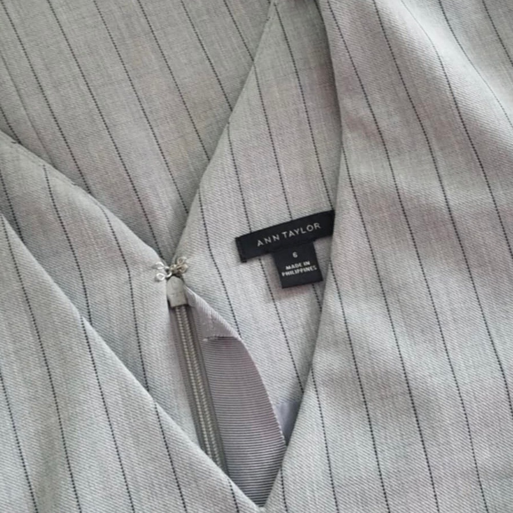 Ann Taylor Gray Pinstripe Midi Dress - Picture 2 of 2
